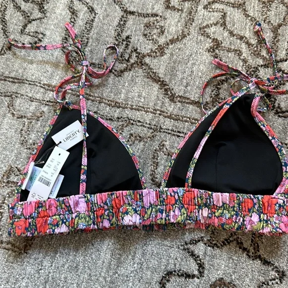 J Crew Tie Shoulder ruched bikini top Liberty Song meadow - Picture 4 of 5